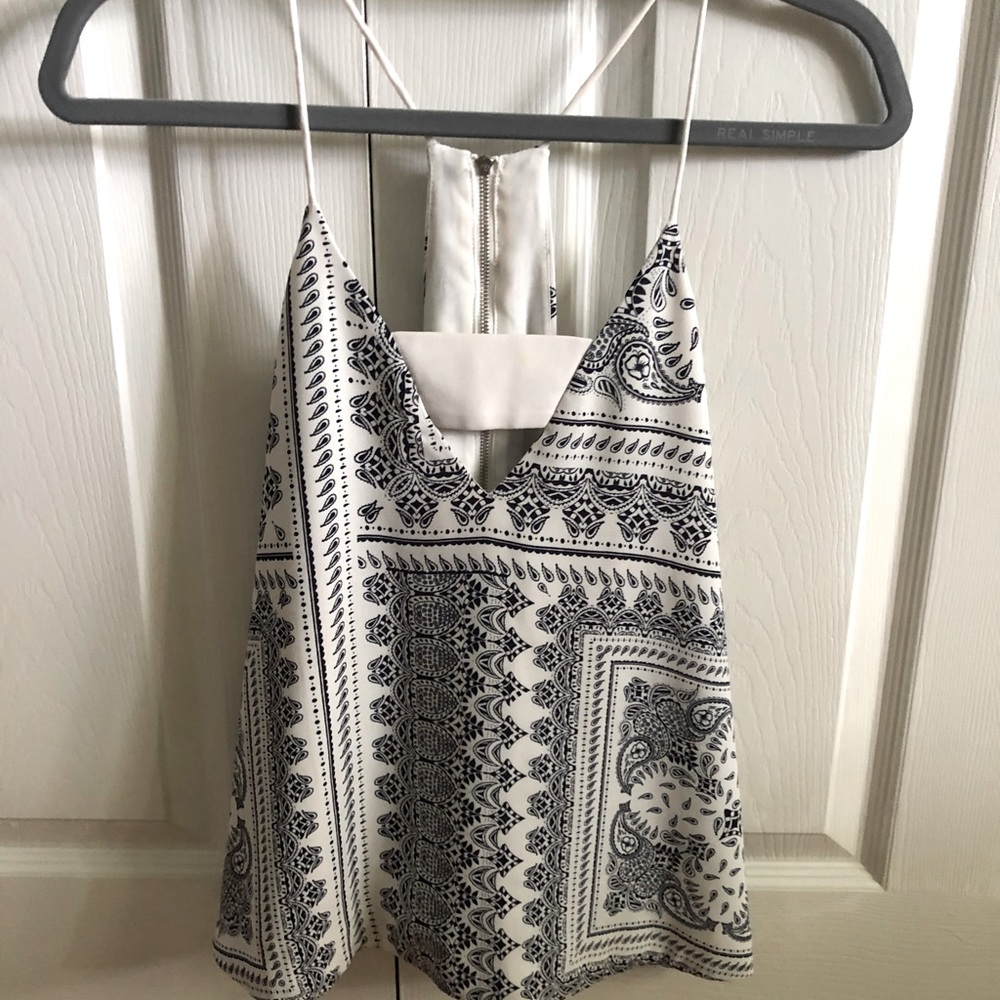 Navy paisley patterned blouse